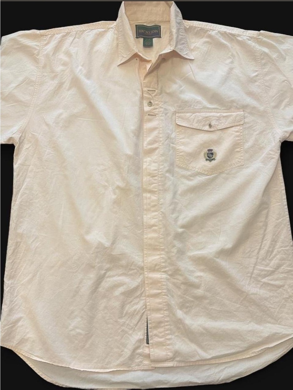 Vintage Hunting Horn Classics Light Peach Button-Up Shirt | Crest Pocket
